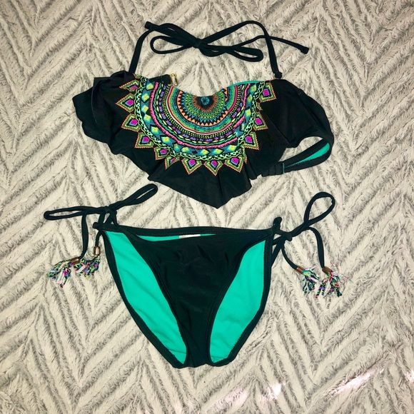 Other - Black with mandala design swimsuit